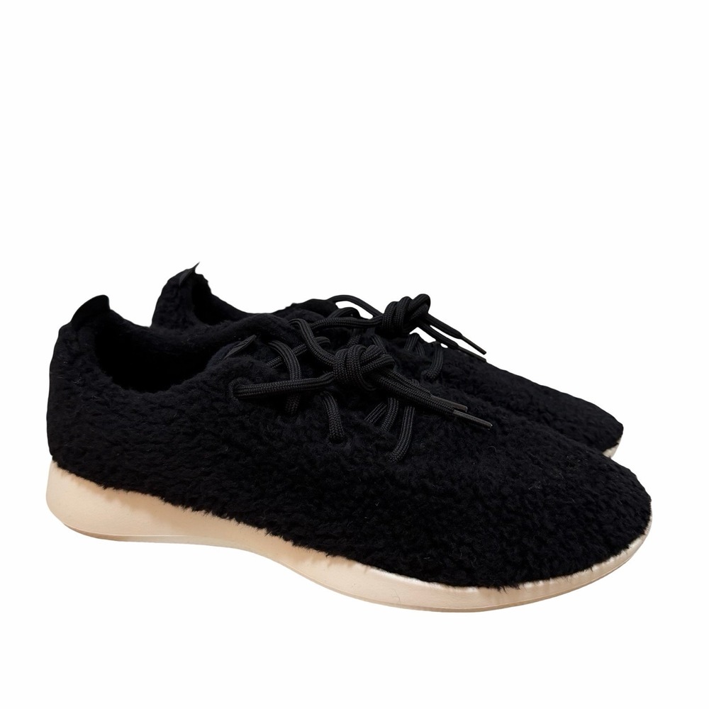 Allbirds‎ Wool Runner Fluff Lace Up Sneaker Mens Size 11 Black Cozy Travel NEW